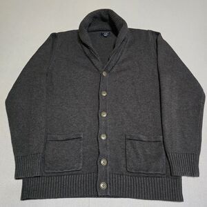 Matchstick Men’s Shawl Collared Knit Sweater Charcoal Gray Button Up Size 3XL